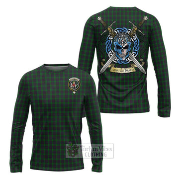 Elphinstone Tartan Long Sleeve T-Shirt with Family Crest Celtic Skull Style Unisex - Tartan Vibes Clothing