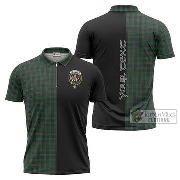 Elphinstone Tartan Zipper Polo Shirt with Family Crest and Half Of Me Style Unisex - Tartan Vibes Clothing
