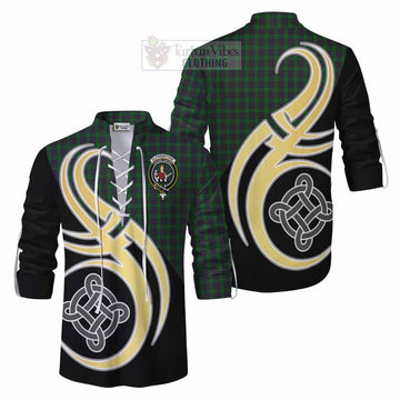 Elphinstone Tartan Ghillie Kilt Shirt with Family Crest and Celtic Symbol Style Men - Tartan Vibes Clothing