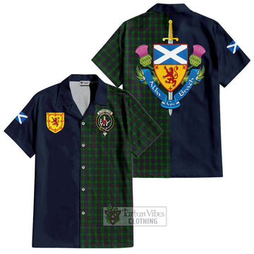 Elphinstone Tartan Hawaiian Shirt Alba with Scottish Lion Royal Arm Half Style Kid - Tartan Vibes Clothing