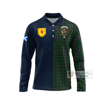 Elphinstone Tartan Long Sleeve Polo Shirt Alba with Scottish Lion Royal Arm Half Style Unisex - Tartan Vibes Clothing