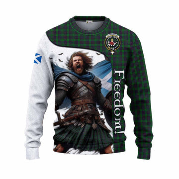 Tartan Vibes Clothing Elphinstone Crest Tartan Knitted Sweater Inspired by the Freedom of Scottish Warrior