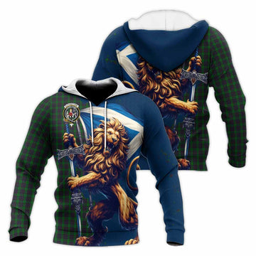 Elphinstone Tartan Family Crest Knitted Hoodie with Scottish Majestic Lion Unisex Knitted Pullover Hoodie - Tartan Vibes Clothing
