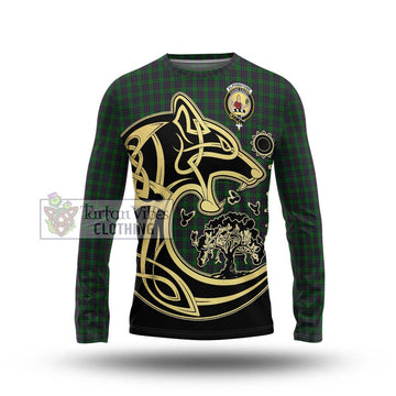 Elphinstone Tartan Long Sleeve T-Shirt with Family Crest Celtic Wolf Style Unisex - Tartan Vibes Clothing