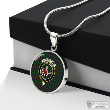 Elphinstone Tartan Circle Necklace with Family Crest Luxury Necklace (Silver) No - Tartan Vibes Clothing
