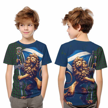 Elphinstone Tartan Family Crest Kid T-Shirt with Scottish Majestic Lion Youth XL Size14 - Tartan Vibes Clothing