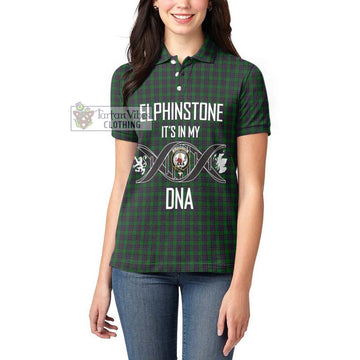 Elphinstone Tartan Women's Polo Shirt with Family Crest DNA In Me Style Women - Tartan Vibes Clothing
