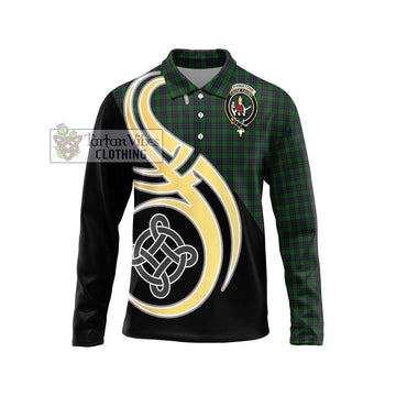 Elphinstone Tartan Long Sleeve Polo Shirt with Family Crest and Celtic Symbol Style Unisex - Tartan Vibes Clothing