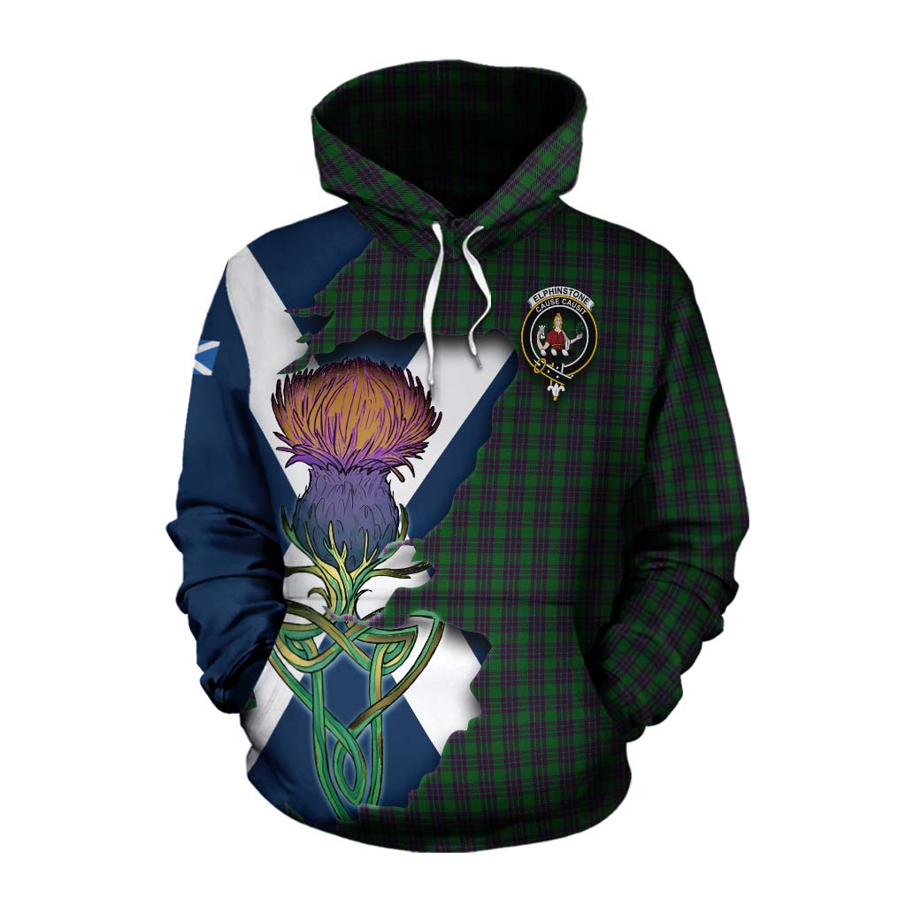 Elphinstone Tartan Family Crest Cotton Hoodie Scottish Thistle Celtic Inspired Pullover Hoodie XS - Tartan Vibes Clothing