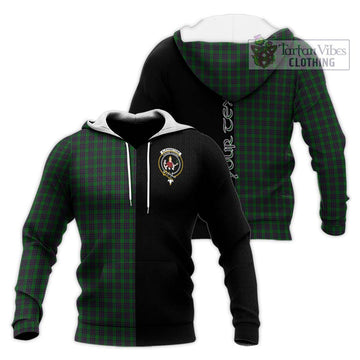 Elphinstone Tartan Knitted Hoodie with Family Crest and Half Of Me Style Unisex Knitted Pullover Hoodie - Tartan Vibes Clothing