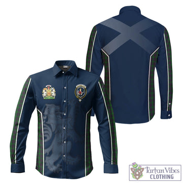 Elphinstone Tartan Long Sleeve Button Up Shirt with Family Crest and Lion Rampant Vibes Sport Style Men's Shirt - Tartan Vibes Clothing