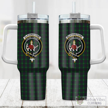 Elphinstone Tartan Tumbler with Handle with Family Crest One Size 40 OZ - Tartan Vibes Clothing