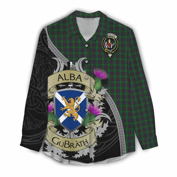 Elphinstone Tartan Family Crest Women's Casual Shirt Lion Rampant Royal Thistle Shield Celtic Inspired Female - Tartan Vibes Clothing