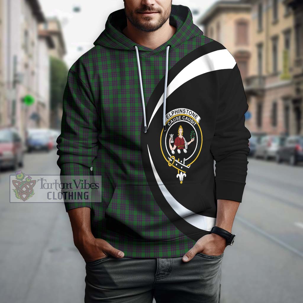 Elphinstone Tartan Hoodie with Family Crest Circle Style Zip Hoodie - Tartan Vibes Clothing