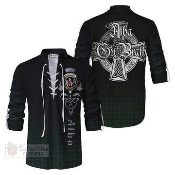Elphinstone Tartan Ghillie Kilt Shirt Featuring Alba Gu Brath Family Crest Celtic Inspired Men - Tartan Vibes Clothing