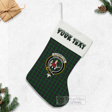 Elphinstone Tartan Family Crest Christmas Stocking with Personalized Text - Tartan Vibes Clothing