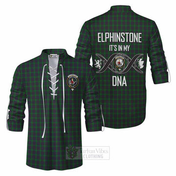 Elphinstone Tartan Ghillie Kilt Shirt with Family Crest DNA In Me Style Men - Tartan Vibes Clothing
