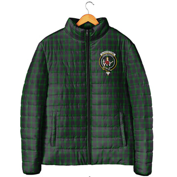 Elphinstone Tartan Padded Jacket with Family Crest Men's Padded Jacket - Tartan Vibes Clothing