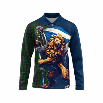 Elphinstone Tartan Family Crest Long Sleeve Polo Shirt with Scottish Majestic Lion Unisex - Tartan Vibes Clothing