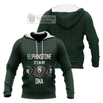 Elphinstone Tartan Knitted Hoodie with Family Crest DNA In Me Style Unisex Knitted Pullover Hoodie - Tartan Vibes Clothing