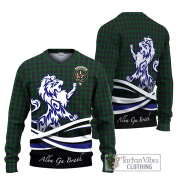 Elphinstone Tartan Ugly Sweater with Alba Gu Brath Regal Lion Emblem Unisex - Tartan Vibes Clothing