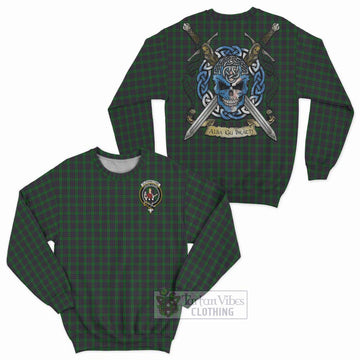 Elphinstone Tartan Sweatshirt with Family Crest Celtic Skull Style Unisex - Tartan Vibes Clothing