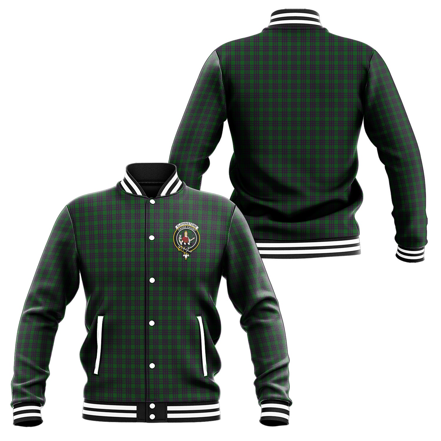 Elphinstone Tartan Baseball Jacket with Family Crest Unisex - Tartan Vibes Clothing