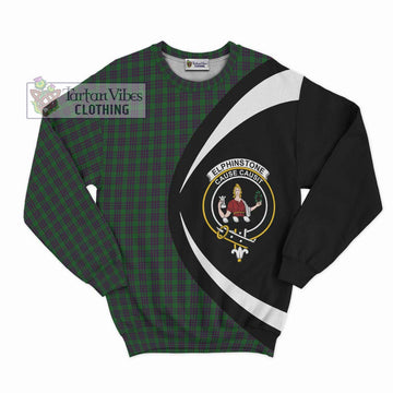 Elphinstone Tartan Sweatshirt with Family Crest Circle Style Unisex - Tartan Vibes Clothing