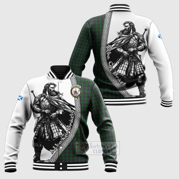 Elphinstone Tartan Clan Crest Baseball Jacket with Highlander Warrior Celtic Style Unisex - Tartan Vibes Clothing