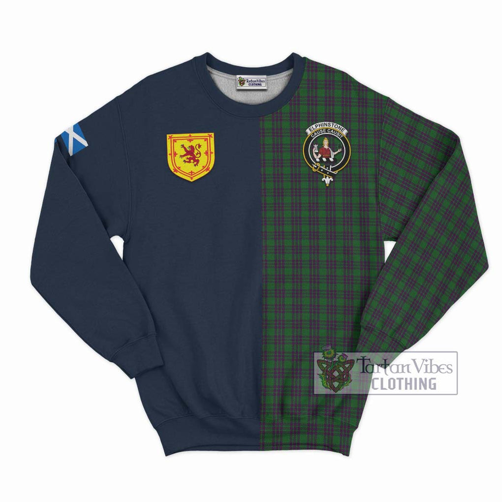 Elphinstone Tartan Sweatshirt Alba with Scottish Lion Royal Arm Half Style Unisex - Tartan Vibes Clothing