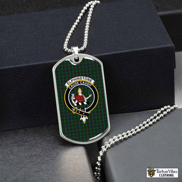 Tartan Vibes Clothing Elphinstone Tartan Dog Tag Necklace with Family Crest