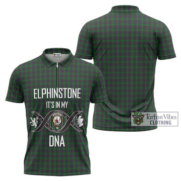 Elphinstone Tartan Zipper Polo Shirt with Family Crest DNA In Me Style Unisex - Tartan Vibes Clothing
