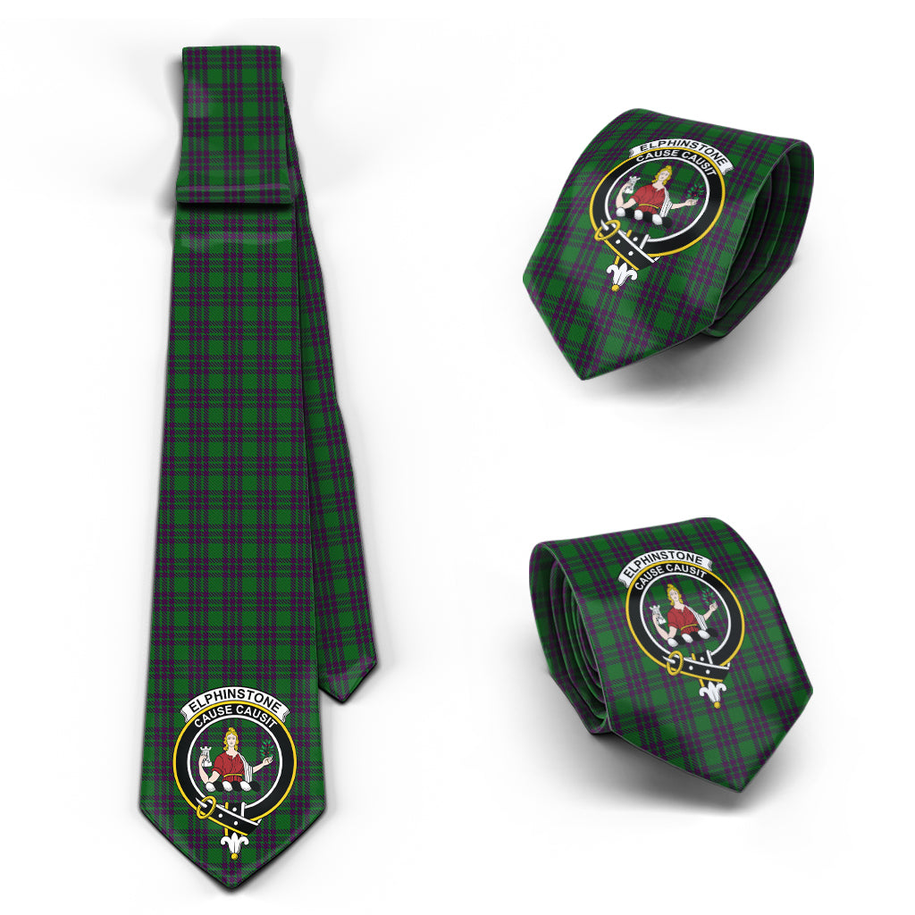 Elphinstone Tartan Classic Necktie with Family Crest Necktie One Size - Tartan Vibes Clothing