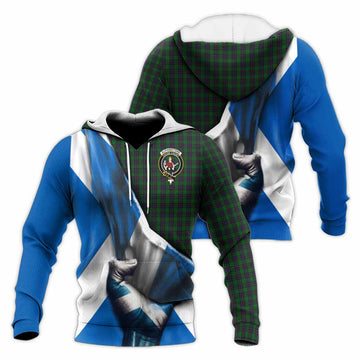 Elphinstone Tartan Knitted Hoodie with Family Crest Scotland Patriotic Style Unisex Knitted Pullover Hoodie - Tartan Vibes Clothing