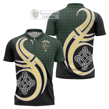 Elphinstone Tartan Zipper Polo Shirt with Family Crest and Celtic Symbol Style Unisex - Tartan Vibes Clothing