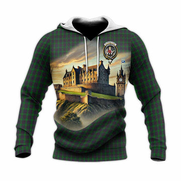 Elphinstone Tartan Family Crest Knitted Hoodie with Scottish Ancient Castle Style Unisex Knitted Pullover Hoodie - Tartan Vibes Clothing