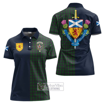 Elphinstone Tartan Women's Polo Shirt Alba with Scottish Lion Royal Arm Half Style Women - Tartan Vibes Clothing