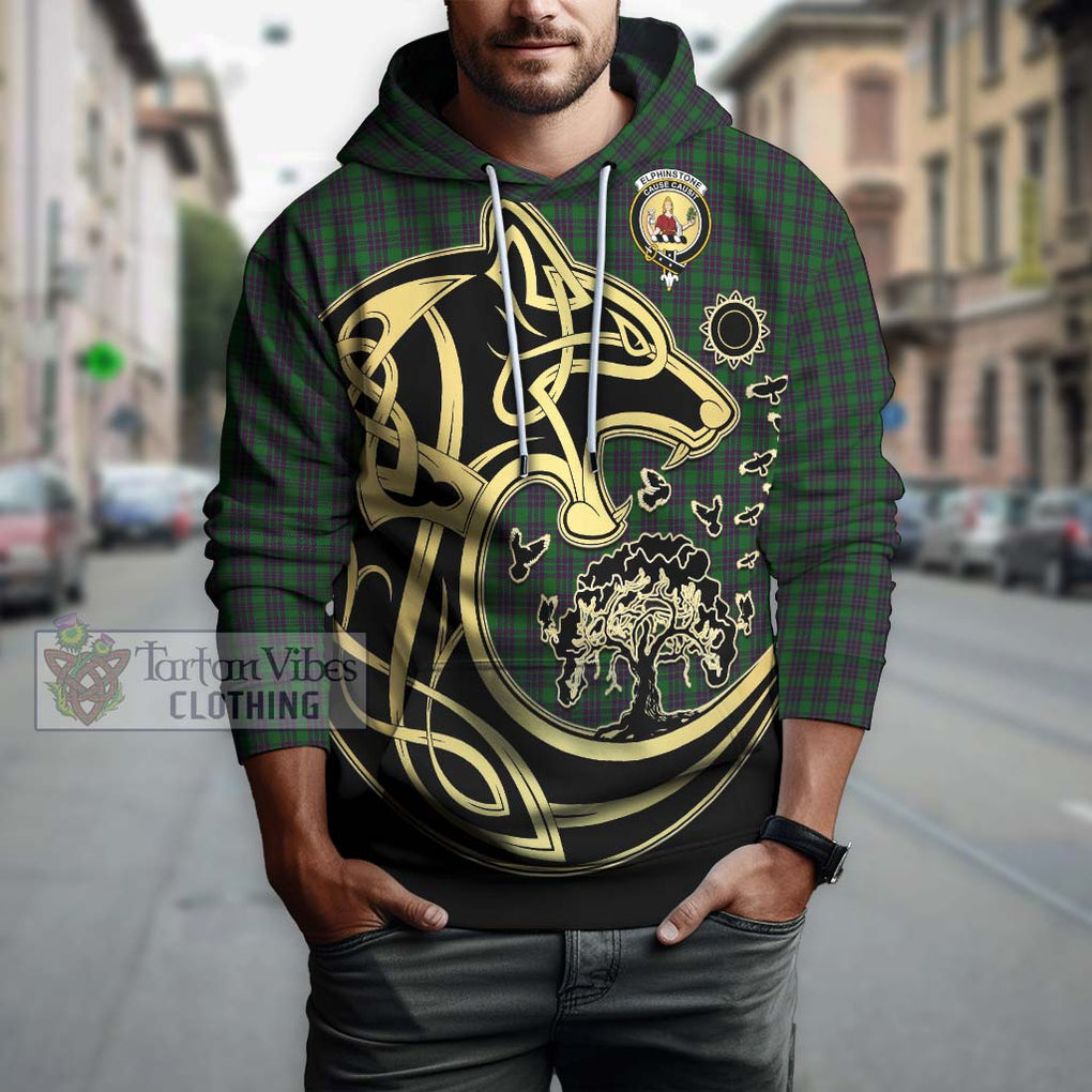 Elphinstone Tartan Hoodie with Family Crest Celtic Wolf Style Zip Hoodie - Tartan Vibes Clothing