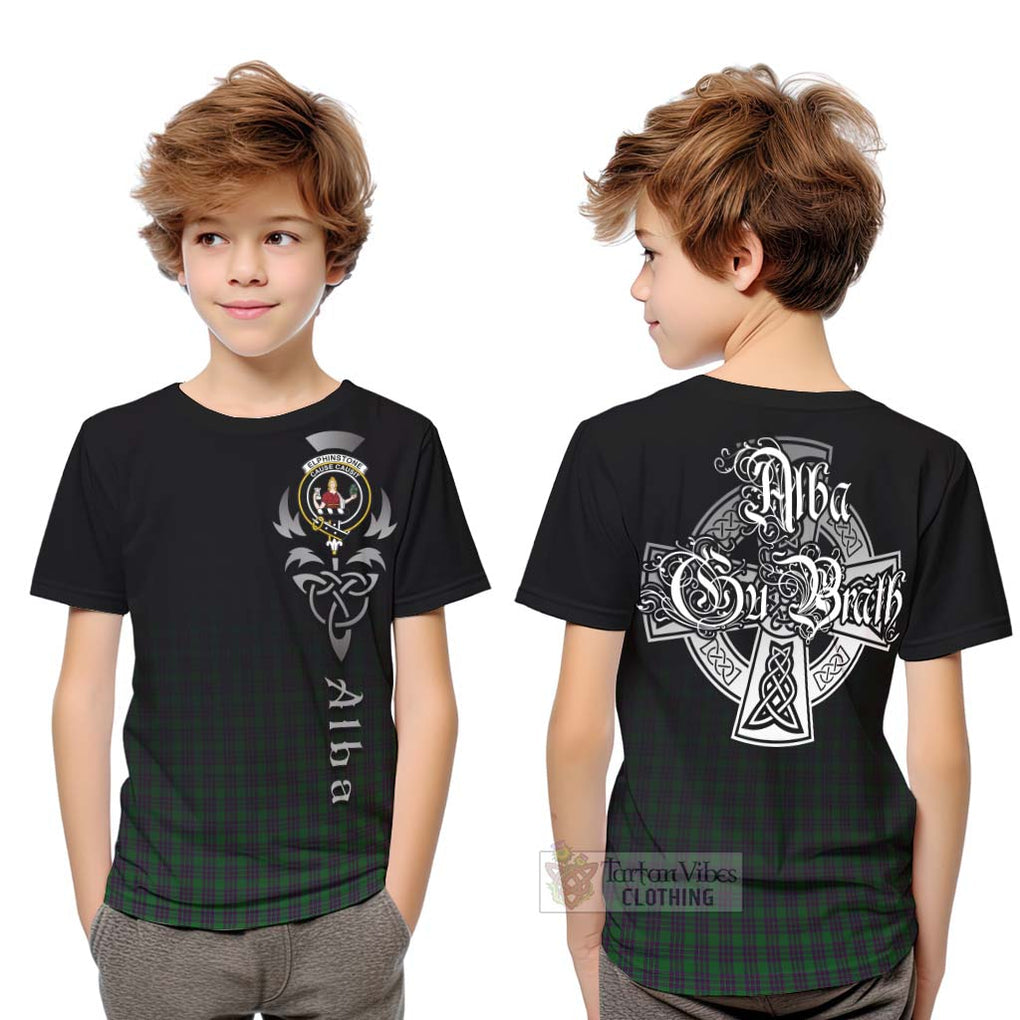 Elphinstone Tartan Kid T-Shirt Featuring Alba Gu Brath Family Crest Celtic Inspired Youth XL Size14 - Tartan Vibes Clothing