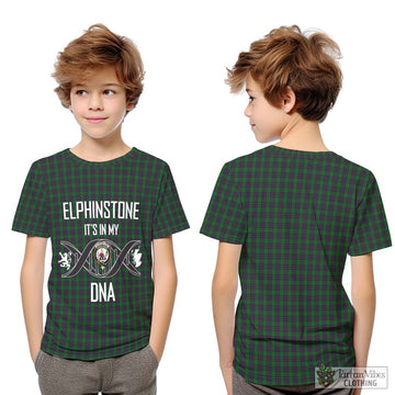 Elphinstone Tartan Kid T-Shirt with Family Crest DNA In Me Style Youth XL Size14 - Tartan Vibes Clothing