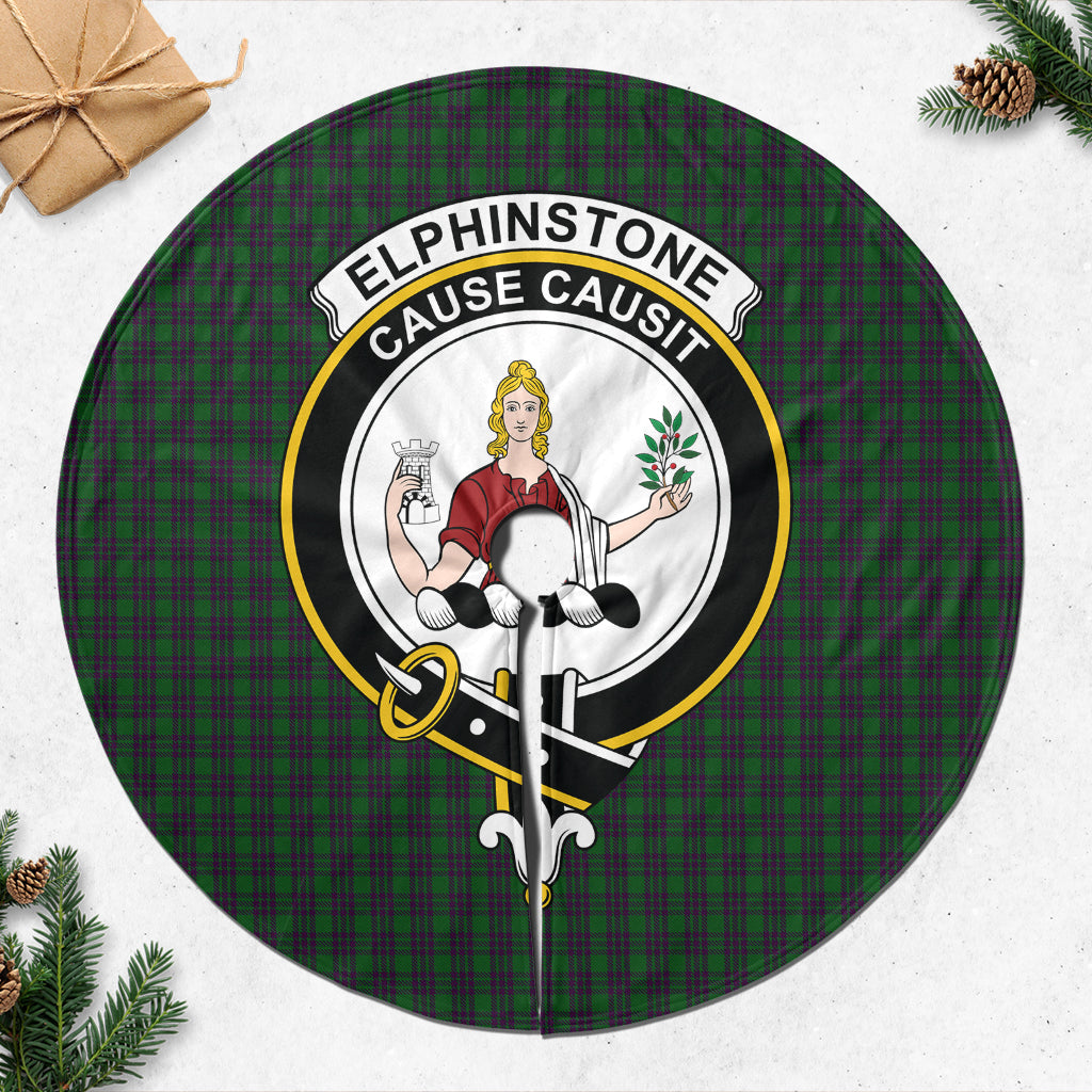 Elphinstone Tartan Christmas Tree Skirt with Family Crest 47*47 inch - Tartan Vibes Clothing