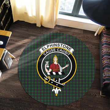 Elphinstone Tartan Round Rug with Family Crest Premium Round Rug - Tartan Vibes Clothing