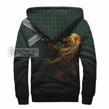 Elphinstone Crest Tartan Sherpa Hoodie with Golden Lion Emblem Celtic Style - Tartan Vibes Clothing