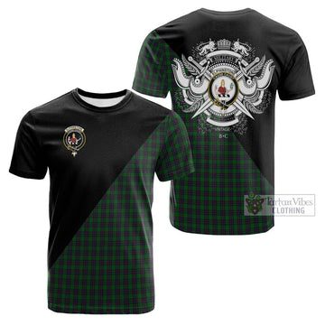 Elphinstone Tartan Cotton T-shirt with Family Crest and Military Logo Style