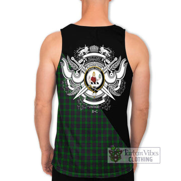 Elphinstone Tartan Men's Tank Top with Family Crest and Military Logo Style - Tartan Vibes Clothing