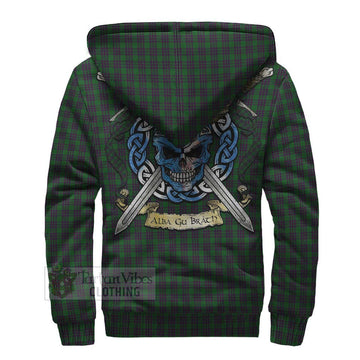 Elphinstone Tartan Sherpa Hoodie with Family Crest Celtic Skull Style - Tartan Vibes Clothing