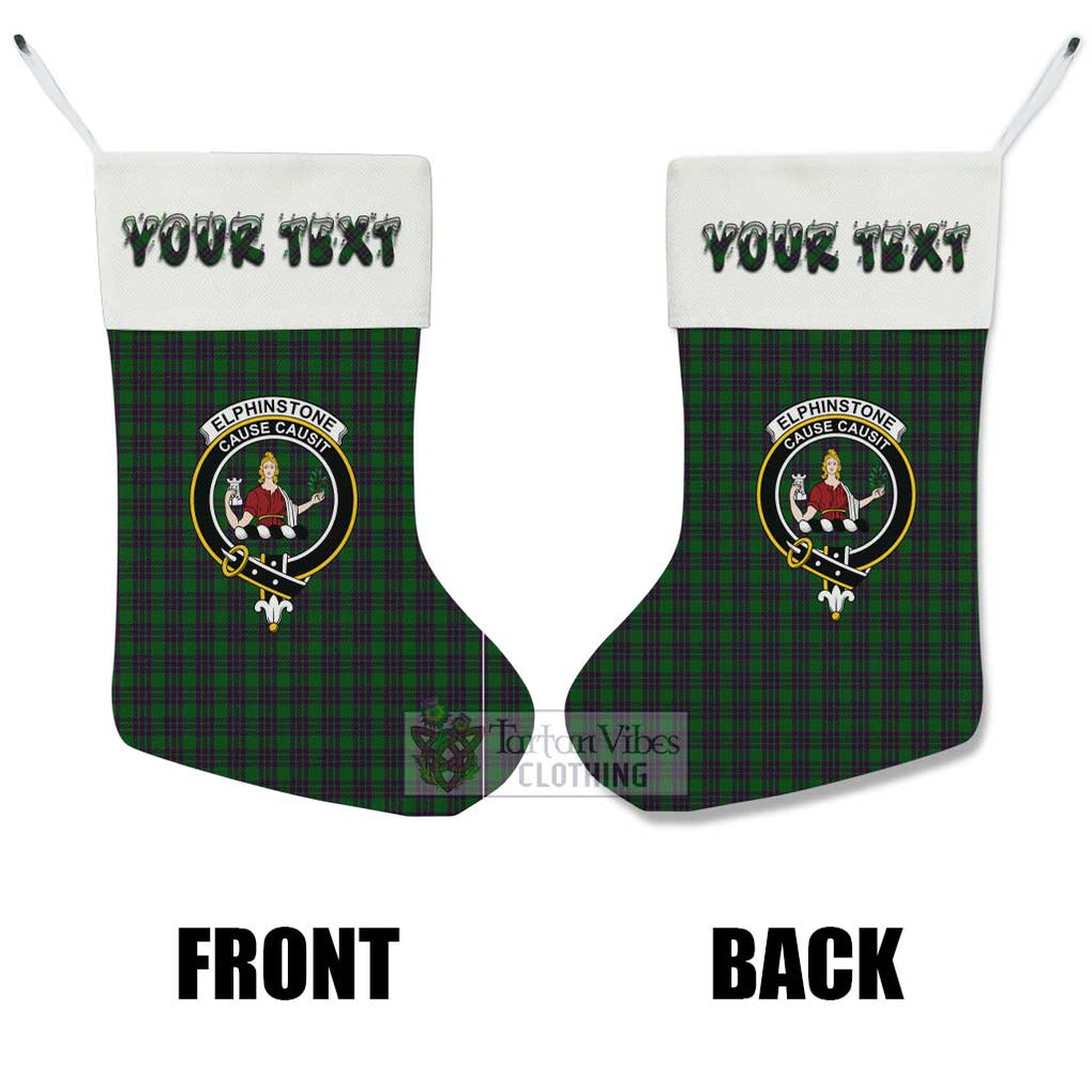 Elphinstone Tartan Family Crest Christmas Stocking with Personalized Text - Tartan Vibes Clothing