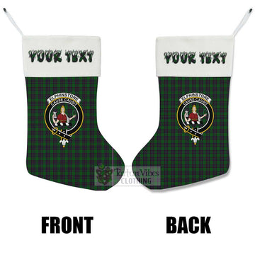 Elphinstone Tartan Family Crest Christmas Stocking with Personalized Text - Tartan Vibes Clothing