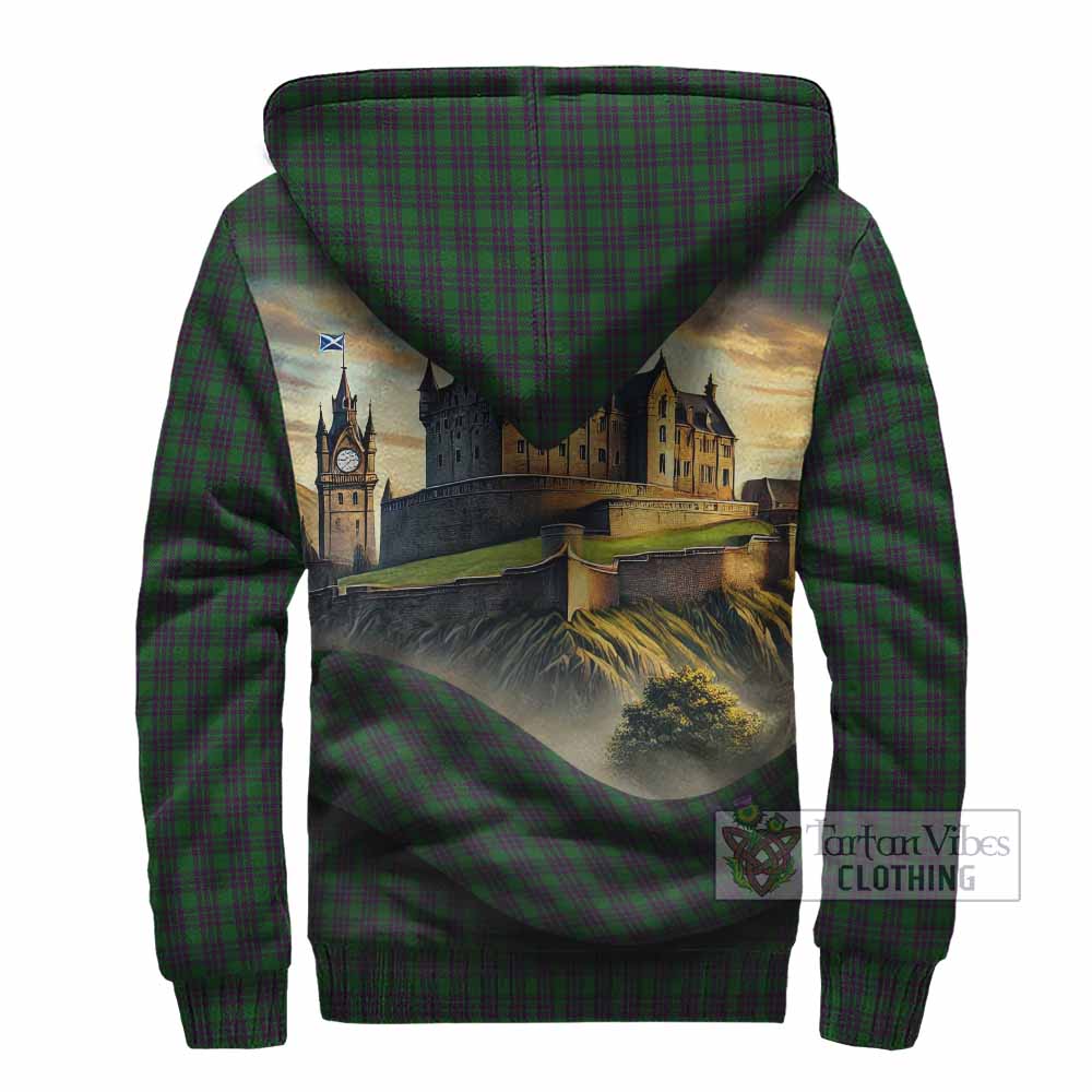 Elphinstone Tartan Family Crest Sherpa Hoodie with Scottish Ancient Castle Style - Tartan Vibes Clothing