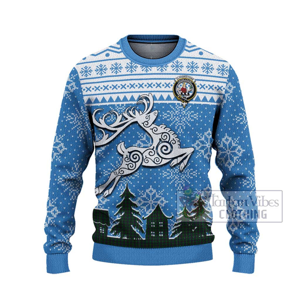 Elphinstone Clan Christmas Ugly Sweater Celtic Reindeer Style - Tartan Vibes Clothing